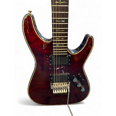 Used Schecter Guitar Research Hellraiser C1 Floyd Rose Crimson Red Trans Solid Body Electric Guitar