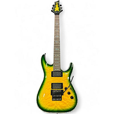 Used Schecter Guitar Research Hellraiser C1 Floyd Rose Dragon Burst Solid Body Electric Guitar