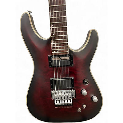 Used Schecter Guitar Research Hellraiser C1 Floyd Rose Sustaniac Crimson Burst Solid Body Electric Guitar