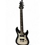 Used Schecter Guitar Research Hellraiser C7 7 String Black and Silver Solid Body Electric Guitar Black and Silver