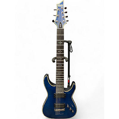 Used Schecter Guitar Research Hellraiser C7 7 String Trans Blue Solid Body Electric Guitar