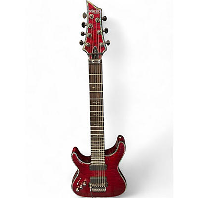 Used Schecter Guitar Research Hellraiser C7 Floyd Rose Left Handed Black Cherry Solid Body Electric Guitar