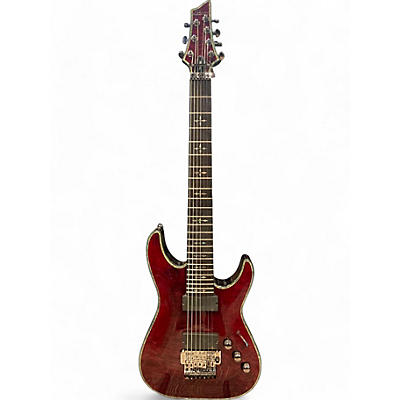 Used Schecter Guitar Research Hellraiser C7 Floyd Rose burgundy Solid Body Electric Guitar