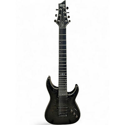 Used Schecter Guitar Research Hellraiser C7 Hybrid Transparent Black Solid Body Electric Guitar