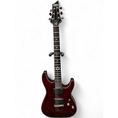 Used Schecter Guitar Research Hellraiser Deluxe Crimson Red Trans Solid Body Electric Guitar