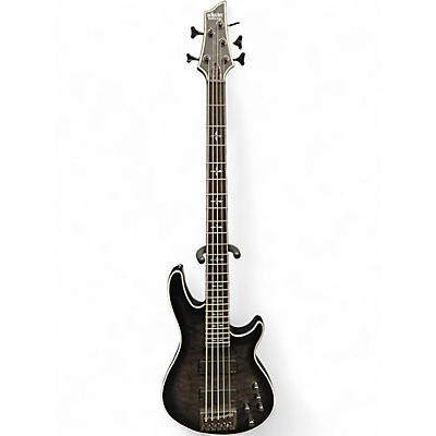 Used Schecter Guitar Research Hellraiser Extreme 5 String See Thru Black Satin Electric Bass Guitar