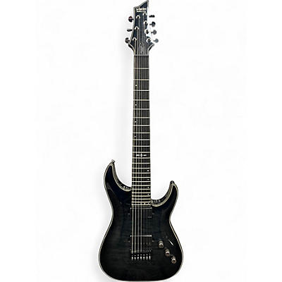 Used Schecter Guitar Research Hellraiser Hybrid C-7 7-String Transparent Black Burst Solid Body Electric Guitar