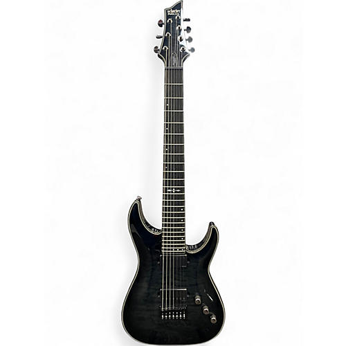 Used Schecter Guitar Research Hellraiser Hybrid C-7 7-String Transparent Black Burst Solid Body Electric Guitar Transparent Black Burst