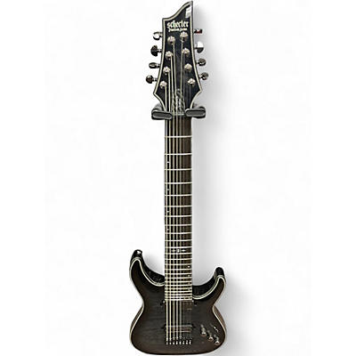Used Schecter Guitar Research Hellraiser Hybrid C-8 Trans Black Solid Body Electric Guitar