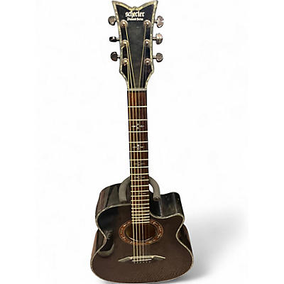 Used Schecter Guitar Research Hellraiser Studio Black Acoustic Electric Guitar