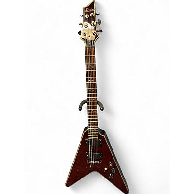 Used Schecter Guitar Research Hellraiser v-1 red quilt Solid Body Electric Guitar