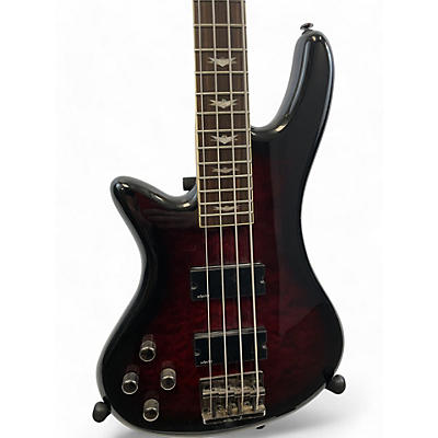 Schecter Guitar Research Used Schecter Guitar Research Left Handed Stiletto Extreme 4 String Black Cherry Electric Bass Guitar