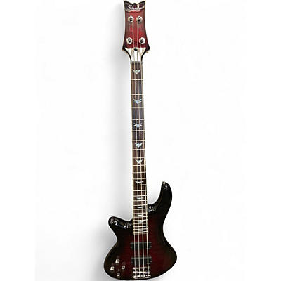 Used Schecter Guitar Research Left handed Stiletto Extreme 4 String Black Cherry Electric Bass Guitar