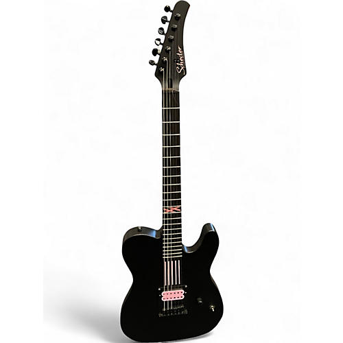 Used Schecter Guitar Research MACHINE GUN KELLY SIGNATURE BLACK WITH PINK LINES Solid Body Electric Guitar BLACK WITH PINK LINES