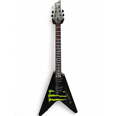 Used Schecter Guitar Research MONSTER ENERGY V BLACK Solid Body Electric Guitar