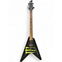 Used Schecter Guitar Research MONSTER V BLACK AND GREEN Solid Body Electric Guitar BLACK AND GREEN