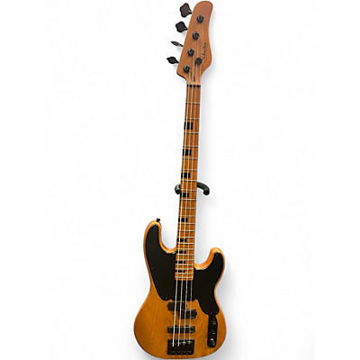 Used Schecter Guitar Research Model T Natural Electric Bass Guitar