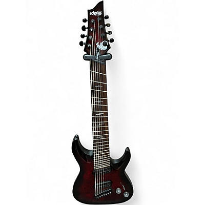 Used Schecter Guitar Research OMEN ELITE 8 Trans Red Solid Body Electric Guitar