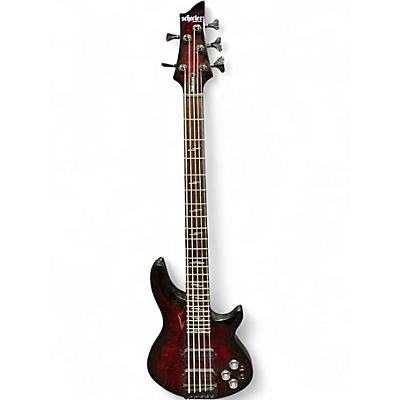 Used Schecter Guitar Research OMEN ELITE Red to Black Fade Electric Bass Guitar