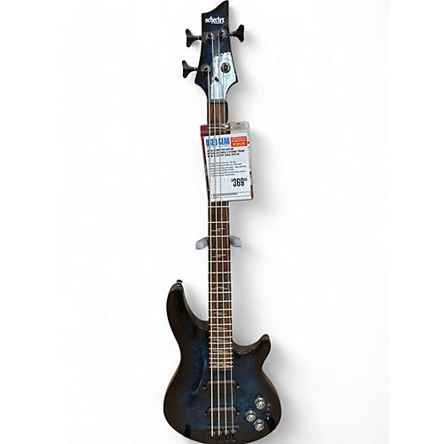 Used Schecter Guitar Research Omen 4 String Trans Blue Electric Bass Guitar Trans Blue