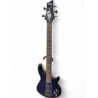 Used Schecter Guitar Research Omen 5 String Blue Electric Bass Guitar