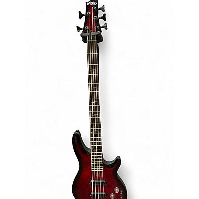 Used Schecter Guitar Research Omen 5 String Candy Red Burst Electric Bass Guitar