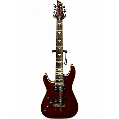 Used Schecter Guitar Research Omen 7 Left Handed Black Cherry Solid Body Electric Guitar