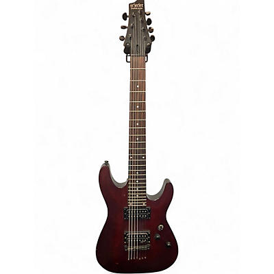 Used Schecter Guitar Research Omen 7 Satin Red Solid Body Electric Guitar