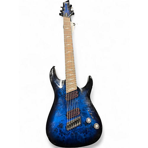 Used Schecter Guitar Research Omen 7 Trans Blue Solid Body Electric Guitar Trans Blue