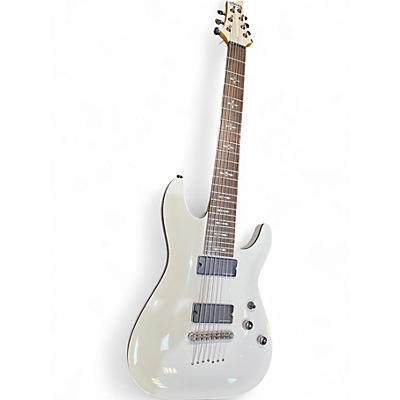 Used Schecter Guitar Research Omen 7 White Solid Body Electric Guitar