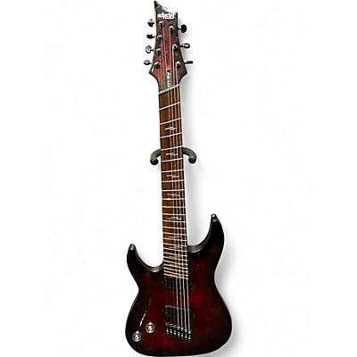 Used Schecter Guitar Research Omen 8 LH Black Cherry Burst Solid Body Electric Guitar