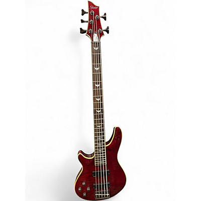 Used Schecter Guitar Research Omen EXTREME 4 LEFT HANDED Trans Red Electric Bass Guitar