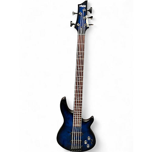 Used Schecter Guitar Research Omen Elite-5 Blue Electric Bass Guitar Blue