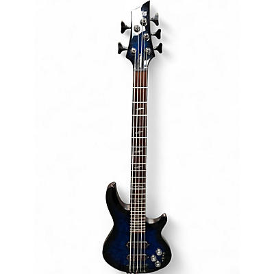 Used Schecter Guitar Research Omen Elite 5  See Thru Blue Electric Bass Guitar