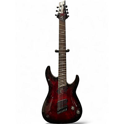 Used Schecter Guitar Research Omen Elite-7 MS Black Cherry Solid Body Electric Guitar