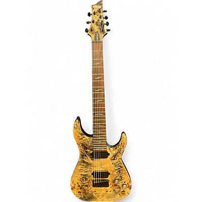 Used Schecter Guitar Research Omen Elite 7-String Burl Charcoal Solid Body Electric Guitar