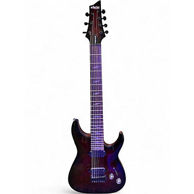 Used Schecter Guitar Research Omen Elite 7 Trans Crimson Red Solid Body Electric Guitar