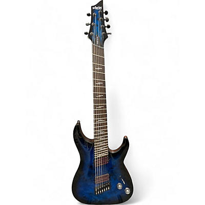 Used Schecter Guitar Research Omen Elite 7MS Blue Burst Solid Body Electric Guitar