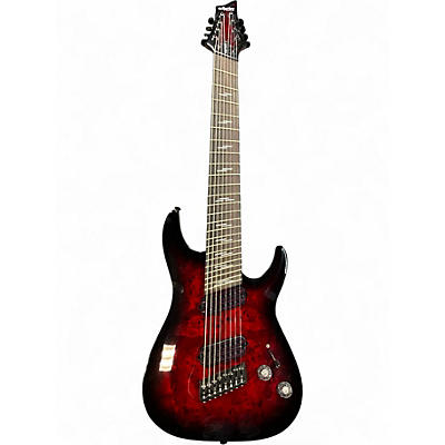 Used Schecter Guitar Research Omen Elite-8 Black Cherry Burst Solid Body Electric Guitar