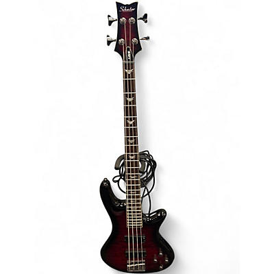Used Schecter Guitar Research Omen Extreme 4 String Crimson Red Burst Electric Bass Guitar