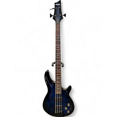 Used Schecter Guitar Research Omen Extreme 4 String See-Thru Blue Burst Electric Bass Guitar