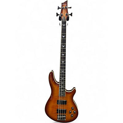 Used Schecter Guitar Research Omen Extreme 4 String Trans Orange Electric Bass Guitar