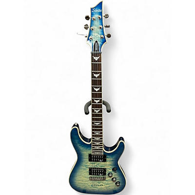 Used Schecter Guitar Research Omen Extreme 6 Blue Burst Solid Body Electric Guitar