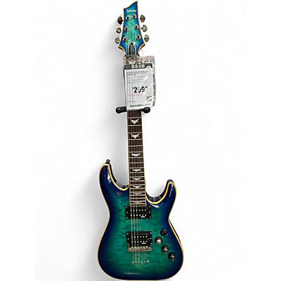 Used Schecter Guitar Research Omen Extreme 6 Blue Burst Solid Body Electric Guitar