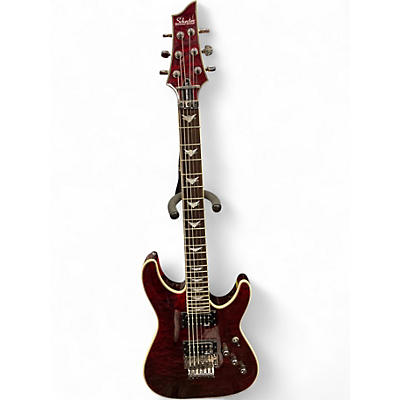 Used Schecter Guitar Research Omen Extreme 6 Floyd Rose TRANSPARENT RED Solid Body Electric Guitar