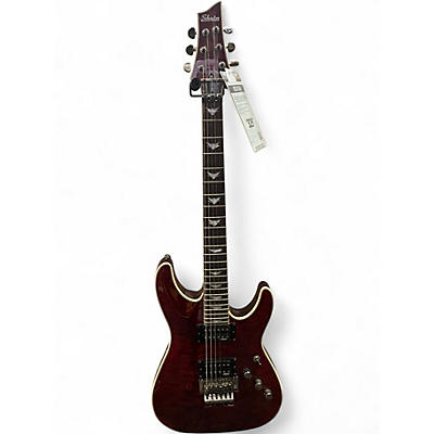 Used Schecter Guitar Research Omen Extreme 6 Floyd Rose TRANSPARENT RED Solid Body Electric Guitar