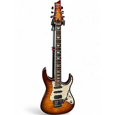 Used Schecter Guitar Research Omen Extreme 6 Floyd Rose Vintage Sunburst Solid Body Electric Guitar