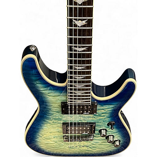 Used Schecter Guitar Research Omen Extreme 6 GREEN BLUE BURST Solid Body Electric Guitar GREEN BLUE BURST