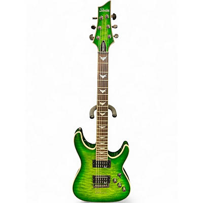 Used Schecter Guitar Research Omen Extreme 6 Green Solid Body Electric Guitar