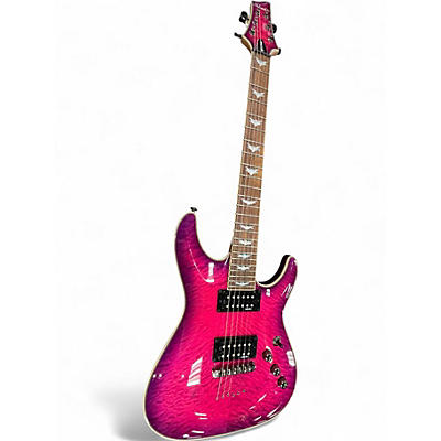 Used Schecter Guitar Research Omen Extreme 6 HOT PINK BURST Solid Body Electric Guitar